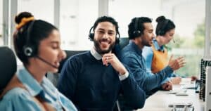 Salesperson with headset