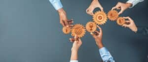 Marketing segmentation process gear icons