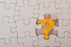 Missing puzzle piece with yellow question mark