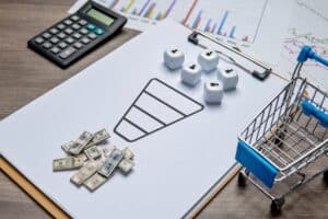 Clipboard with sales funnel