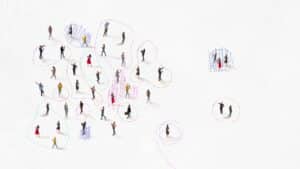 People separated into smaller groups