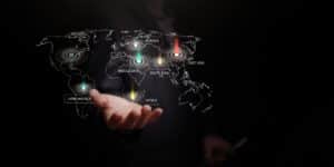 Hand holding a digital map
