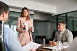 Business woman leading a meeting