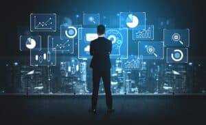 Man looking at technology