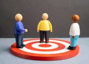 People standing on dart board