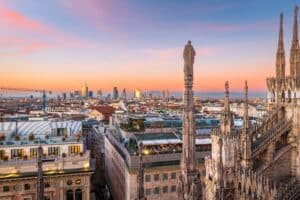 Milan skyline and buildings