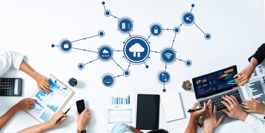 Sales team using lead generation tools